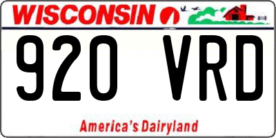 WI license plate 920VRD
