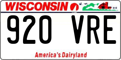WI license plate 920VRE