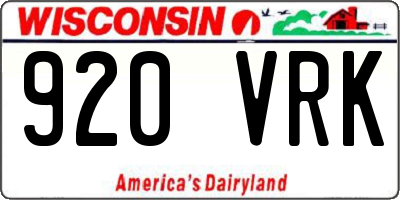 WI license plate 920VRK