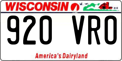 WI license plate 920VRO