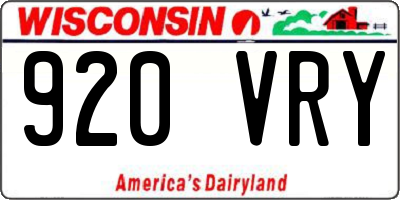 WI license plate 920VRY