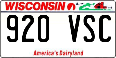 WI license plate 920VSC