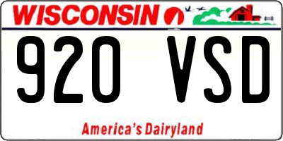 WI license plate 920VSD