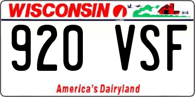 WI license plate 920VSF