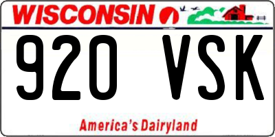 WI license plate 920VSK
