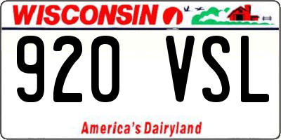 WI license plate 920VSL