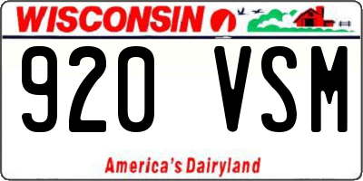 WI license plate 920VSM