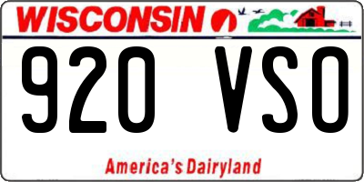 WI license plate 920VSO