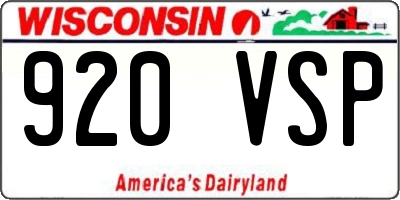 WI license plate 920VSP