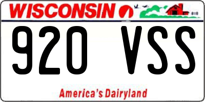 WI license plate 920VSS