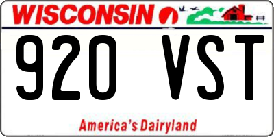 WI license plate 920VST