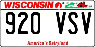 WI license plate 920VSV