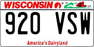 WI license plate 920VSW