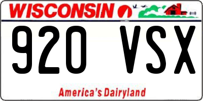WI license plate 920VSX