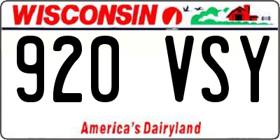 WI license plate 920VSY
