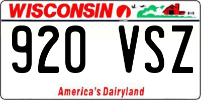 WI license plate 920VSZ