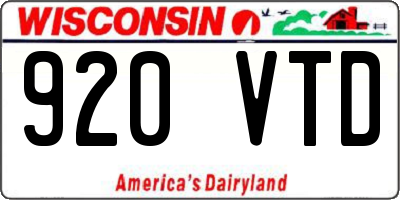 WI license plate 920VTD