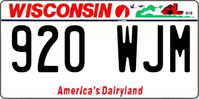 WI license plate 920WJM