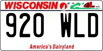 WI license plate 920WLD