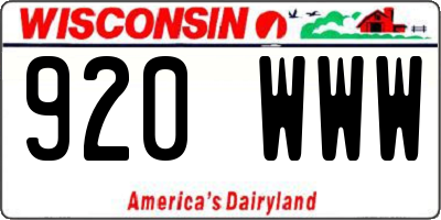 WI license plate 920WWW