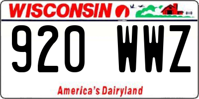 WI license plate 920WWZ