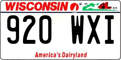 WI license plate 920WXI