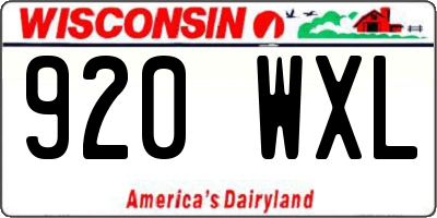 WI license plate 920WXL