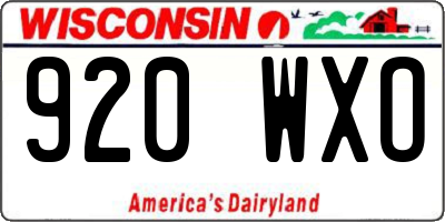 WI license plate 920WXO