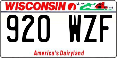 WI license plate 920WZF