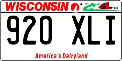 WI license plate 920XLI