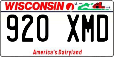 WI license plate 920XMD
