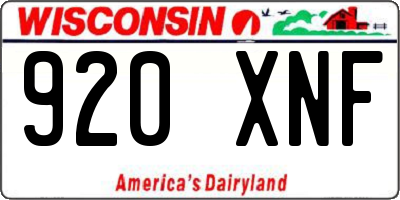 WI license plate 920XNF