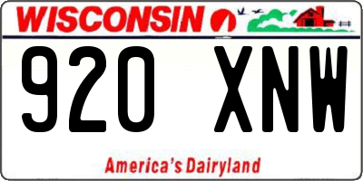 WI license plate 920XNW