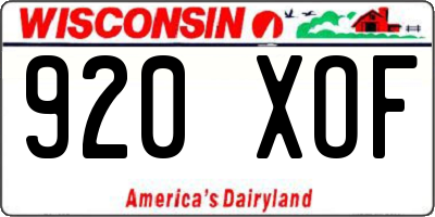 WI license plate 920XOF
