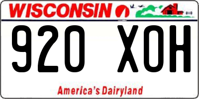 WI license plate 920XOH