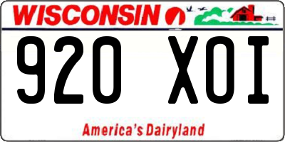 WI license plate 920XOI