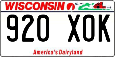 WI license plate 920XOK