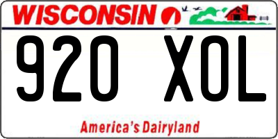 WI license plate 920XOL