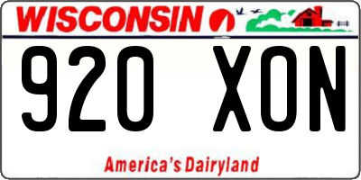WI license plate 920XON