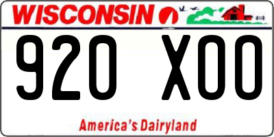 WI license plate 920XOO