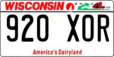 WI license plate 920XOR