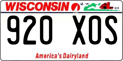 WI license plate 920XOS