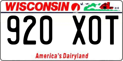 WI license plate 920XOT