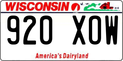 WI license plate 920XOW