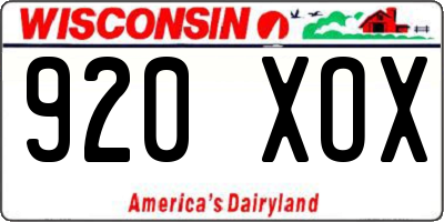 WI license plate 920XOX