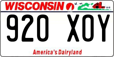 WI license plate 920XOY