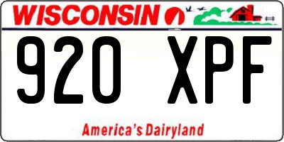 WI license plate 920XPF
