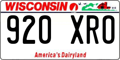 WI license plate 920XRO