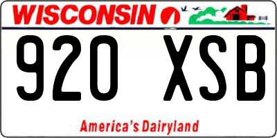 WI license plate 920XSB