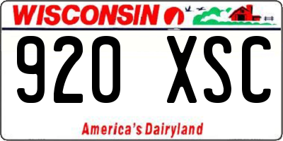 WI license plate 920XSC